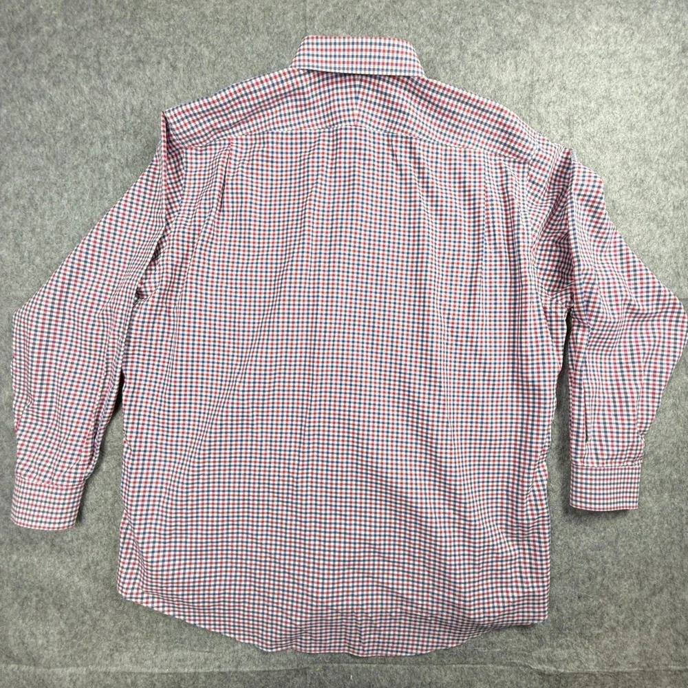 Nordstrom Mens Shop Smartcare Gingham Shirt Red White Blue 18 35 Traditional Fit